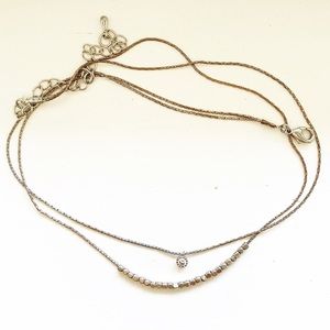 Vintage thin & dainty silver layer strand necklace